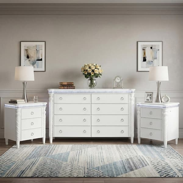 white dresser and nightstands BOLUO Nightstand with Fabric Drawers, Large Night Stand 3 Drawer for Bedroom, Closet, Girls Modern : Home & Kitchen Embrace the union of minimalist design and timeless elegance with the Burkhart Collections six Mismatched Bamboo Nightstands 🤍✨ $250
