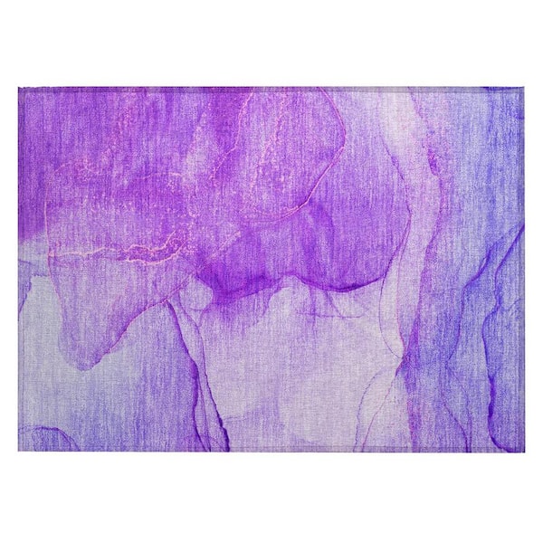 Purple 2 ft. x 3 ft. Abstract Indoor/Outdoor Area Rug
