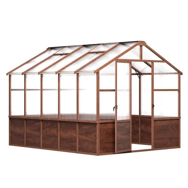 BIGLADE 8 ft. x 10 ft. Brown Wooden Frame Polycarbonate Outdoor
