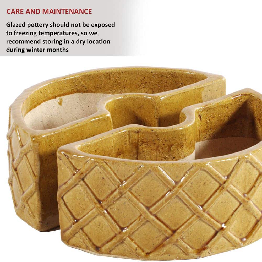 Terra Gold Ceramic Trellis Umbrella Planter Set