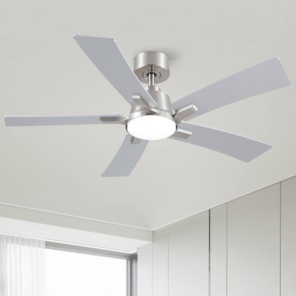 Stylish 46 in. Integrated LED Indoor Nickel Standard Downrod Mount Ceiling Fan with Remote Contorl and Reversible Motor price history on PriceWatchPro