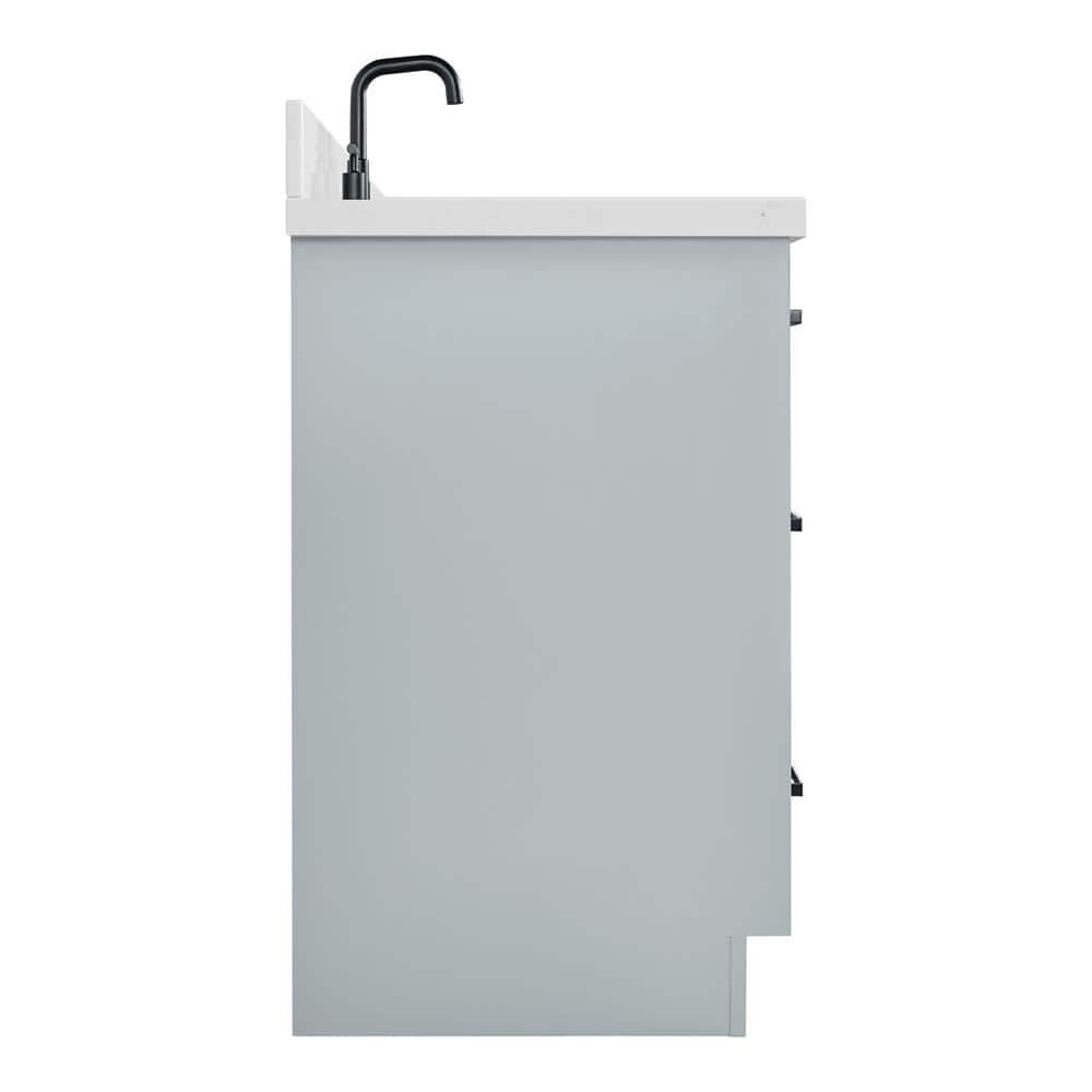 Kelly 42" Gray Wood Single Sink Vanity with Carrara Quartz Top