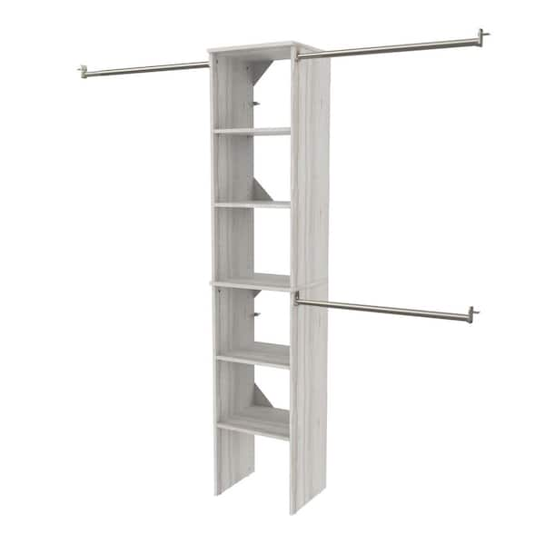 ClosetMaid Style+ 72 in. W - 113 in. W White Narrow Wood Closet System 4358  - The Home Depot