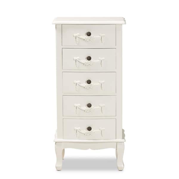 Baxton Studio Callen White Storage Cabinet with 5-Drawers