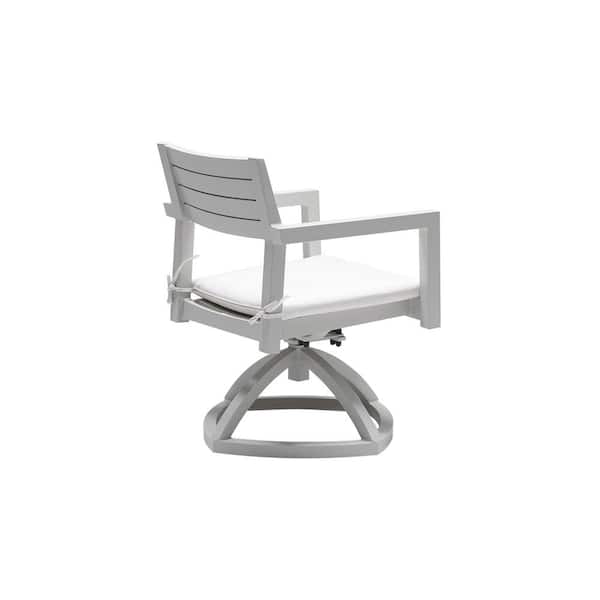 Unbranded Grayish Aluminum Outdoor Patio Dining Chairs, Swivel Rocking Chairs with Sunbrella Fabric Gray Cushions (2-Pack)