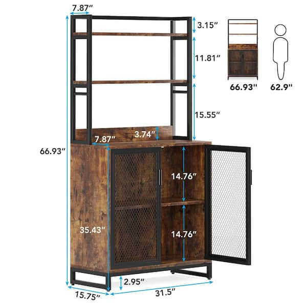 BYBLIGHT Keenyah Brown 6-Tier Kitchen Baker's Racks 1-Drawer and Double  Door Cabinet Metal Frame 31.5 in. x 15.7 in. x 66.9 in. BB-JW0164DT - The  Home Depot