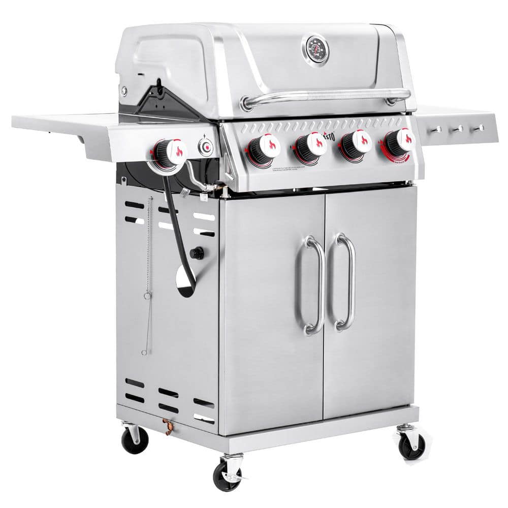 5-â€‹Burner Propane Gas Grill in Stainless Steel with Side Burner