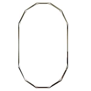 30 in. W x 36 in. H L Oval Frameless Single Beveled Edge Wall Mounted Bathroom Vanity Mirror in Silver