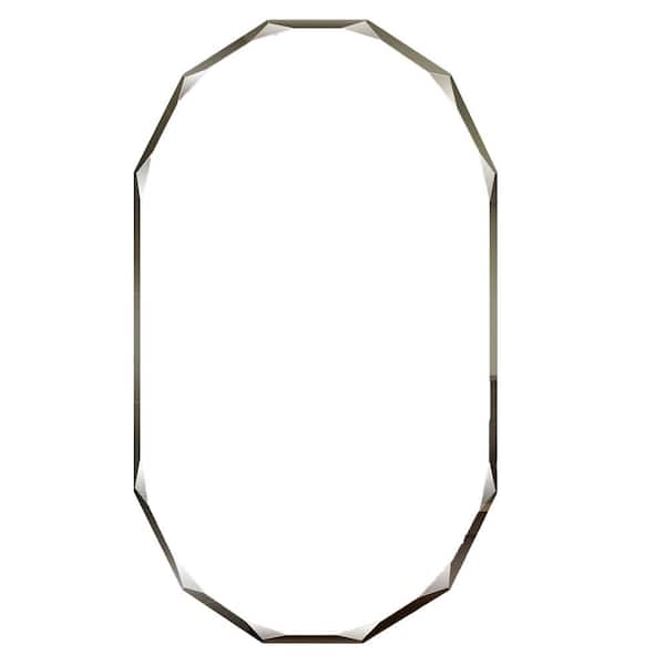FORIOUS 30 in. W x 36 in. H L Oval Frameless Single Beveled Edge Wall Mounted Bathroom Vanity Mirror in Silver