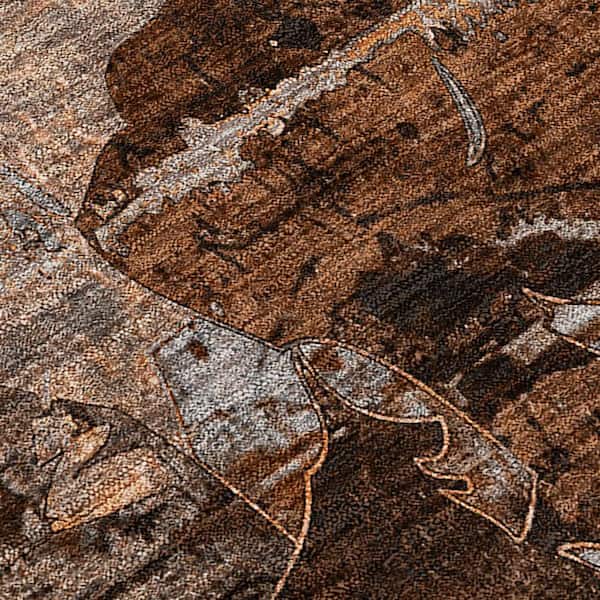 Brown Terracotta and Gray 8 ft. x 10 ft. Woven Floral Rectangle Indoor/Outdoor Area Rug