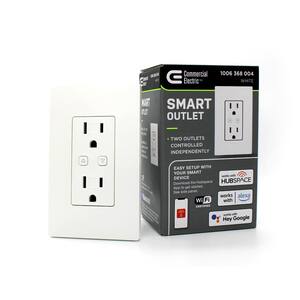 Smart 15 Amp 120-Volt Tamper Resistant White Duplex Outlet Powered by Hubspace (1-pack)