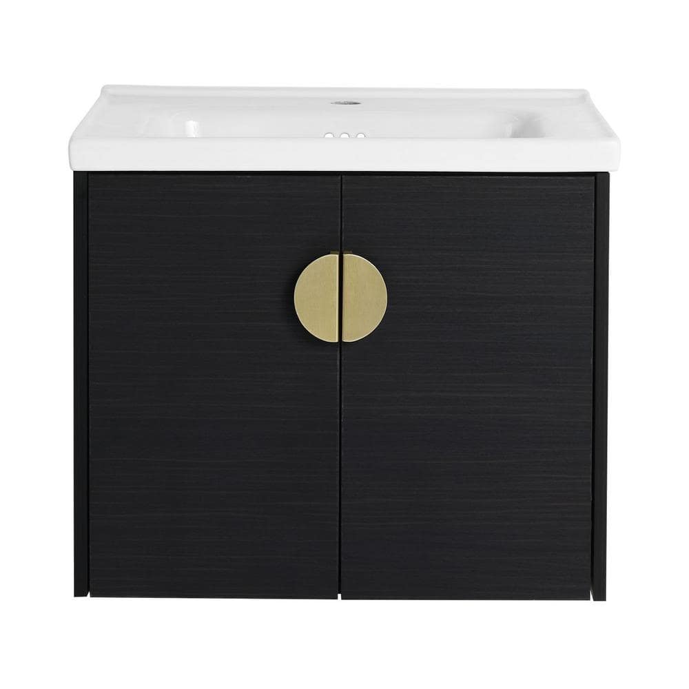 Anky 23.8 in. W x 18.5 in. D x 20.7 in. H Single Sink Bath Vanity in Black with White Ceramic Top price history on PriceWatchPro