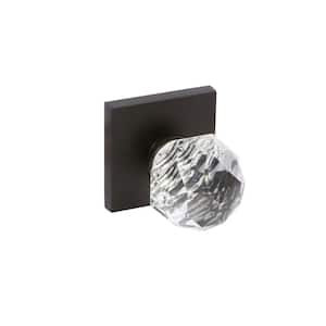 Bravura Premium Crystal Ball Black Bed/Bath Door Knob with Modern Square Rosette
