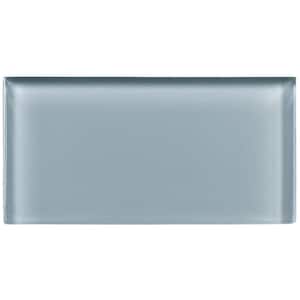 Enchant Joy Spark Blue Gray Glossy 3 in. x 6 in. Smooth Glass Subway Wall Tile (1.83 sq. ft./Case)
