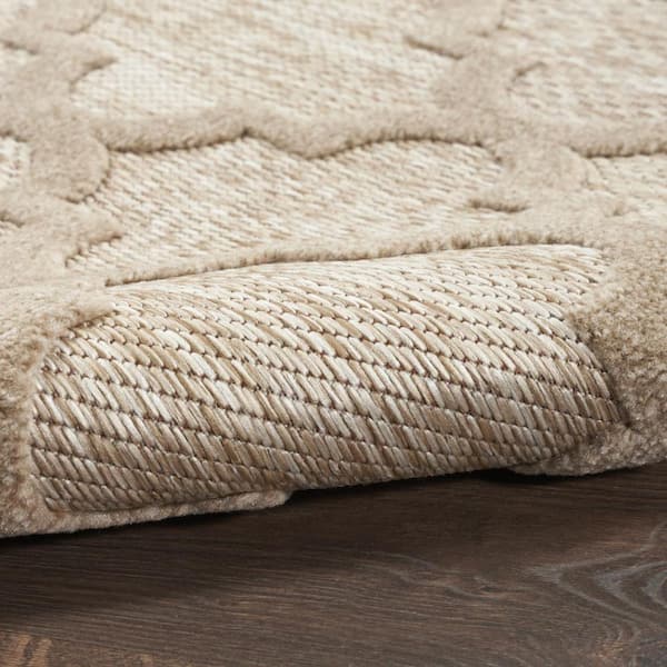 Beige 8 ft. x 10 ft. Woven Abstract Polyester Rectangle Indoor/Outdoor Area Rug
