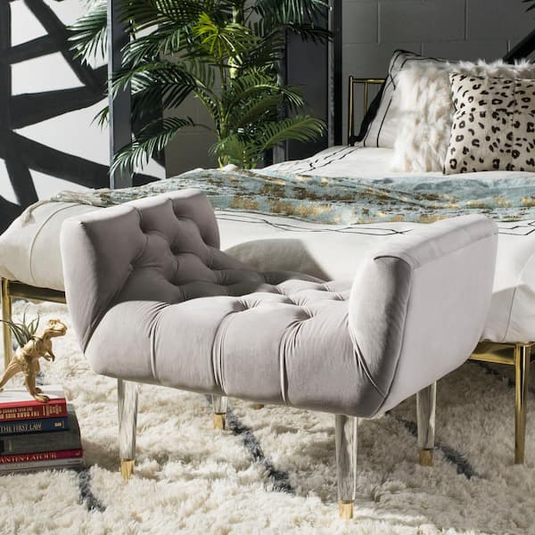 SAFAVIEH Eugenie Pale Taupe/Gold Entryway Bench 34.84 in.