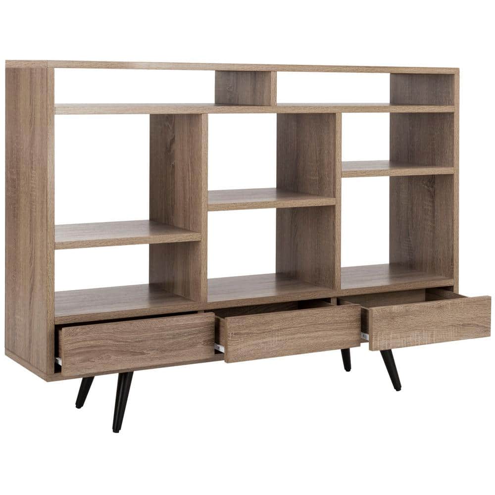 Dubai Collector's Fair Inspired Oak and Black Mid Century Etagere