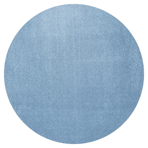 Haze Solid Low-Pile Classic Blue 4 ft. Round Area Rug