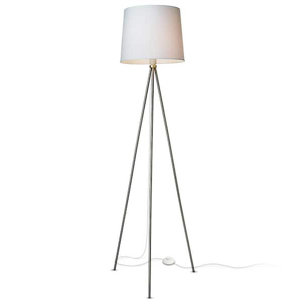 Newhouse Lighting Alexandria Contemporary Tripod Floor Lamp With White Lamp Shade and E26 Light Socket - Free LED Bulb Included