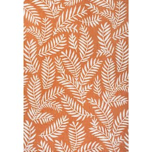 Nevis Palm Frond Orange/Cream 3 ft. x 5 ft. Indoor/Outdoor Area Rug