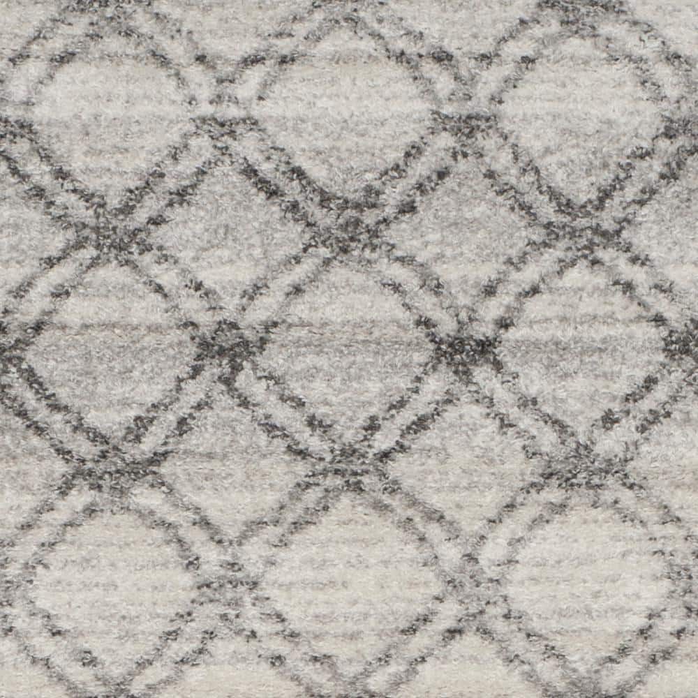Ivory and Charcoal Synthetic Rectangle Area Rug