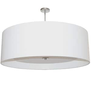 Helena 240-Watt 4-Light Polished Chrome Shaded Pendant Light with Fabric Shade