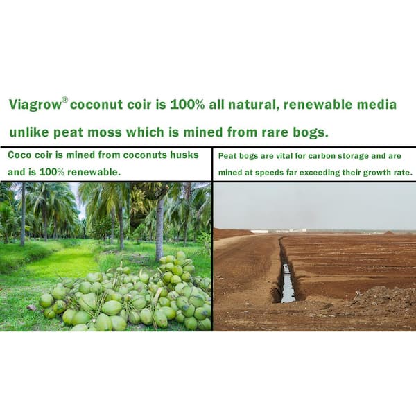 Viagrow 1.5 cu. ft. Coco Coir Buffered Premium Coconut Growing Medium  50L./52.8 qt./13.2 G. VCCF50B - The Home Depot