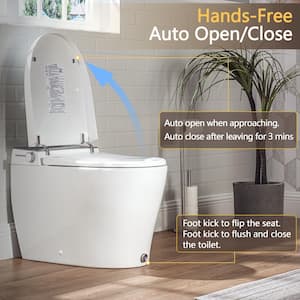 Elongated Electric Smart Bidet Toilet 1.06GPF in White Auto Open/Close Power Flush Smart Toilet with Temp Display