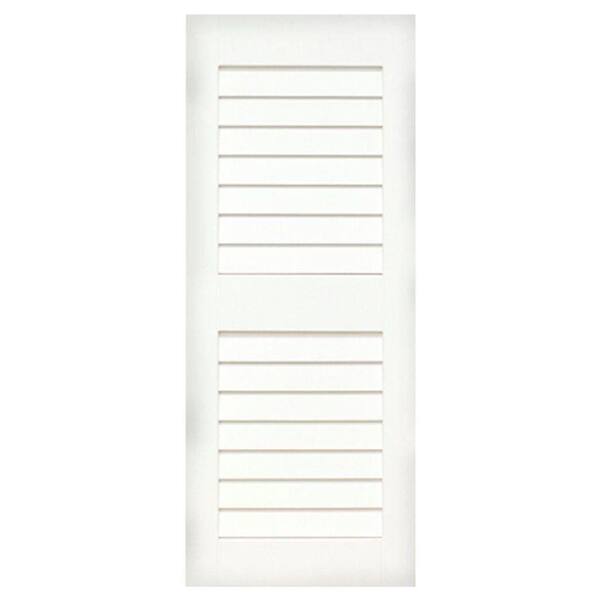 Home Fashion Technologies Plantation 14 in. x 41 in. Solid Wood Louvered Shutters Pair Behr Ultra Pure White