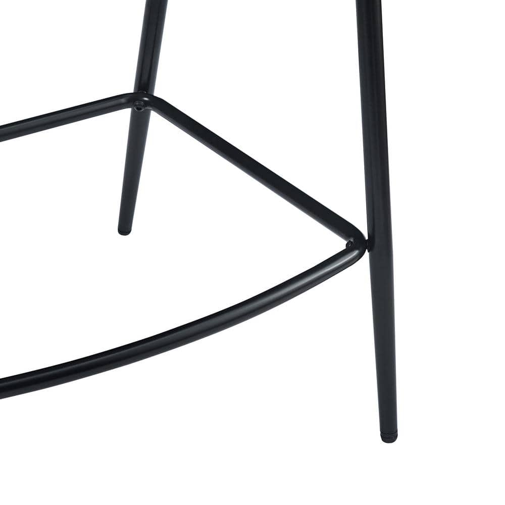 Brown Leather and Iron Frame Counter Stools, Set of 2