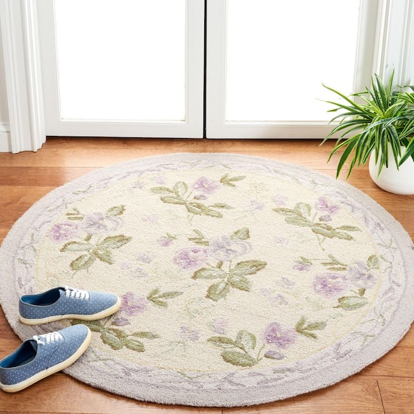 Chelsea 4 ft. x 4 ft. Round Ivory Geometric Floral Area Rug