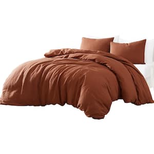 Edge 4- Piece Rust Orange Solid Print Linen Queen Comforter Set
