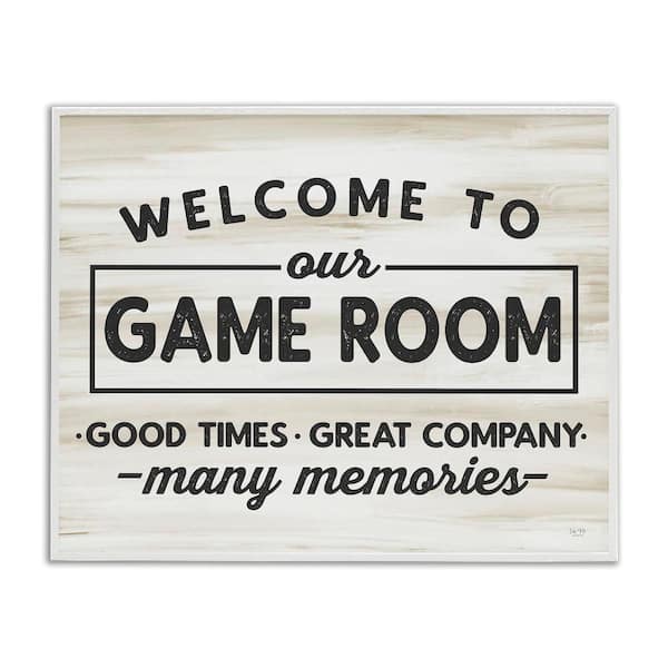 Stupell Industries Welcome To Game Room by Lux Plus Me Designs 1-Piece White Framed Abstract Giclee Art Print 20 in. x 16 in.