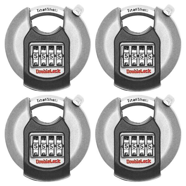 Crab Combo, 2-3/4 in. 4-Dial Combination Discus Padlock with Shroud (4-Pack)