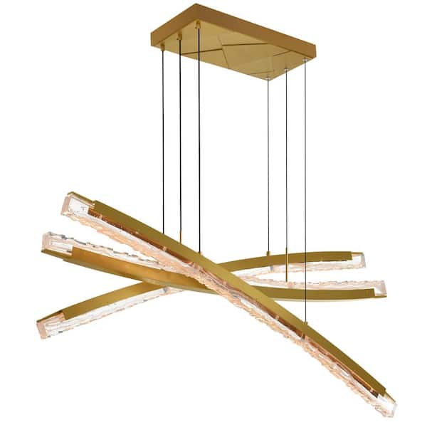 Saber 3 Light Integrated LED Brass Chandelier