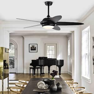 52 in. LED Black Ceiling Fan with Remote Control 1-Hour/2-Hour/4-Hour/8-Hour Timer and 3 Fan Speeds