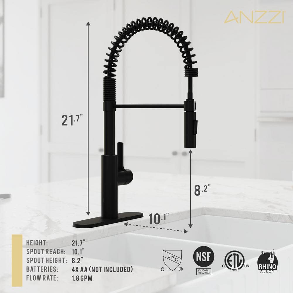 Matte Black Stainless Steel Touchless Pull-Down Kitchen Faucet