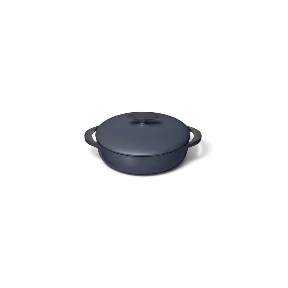 Midnight Blue Enameled Cast Iron Braiser with Lid, 3.5 Qt