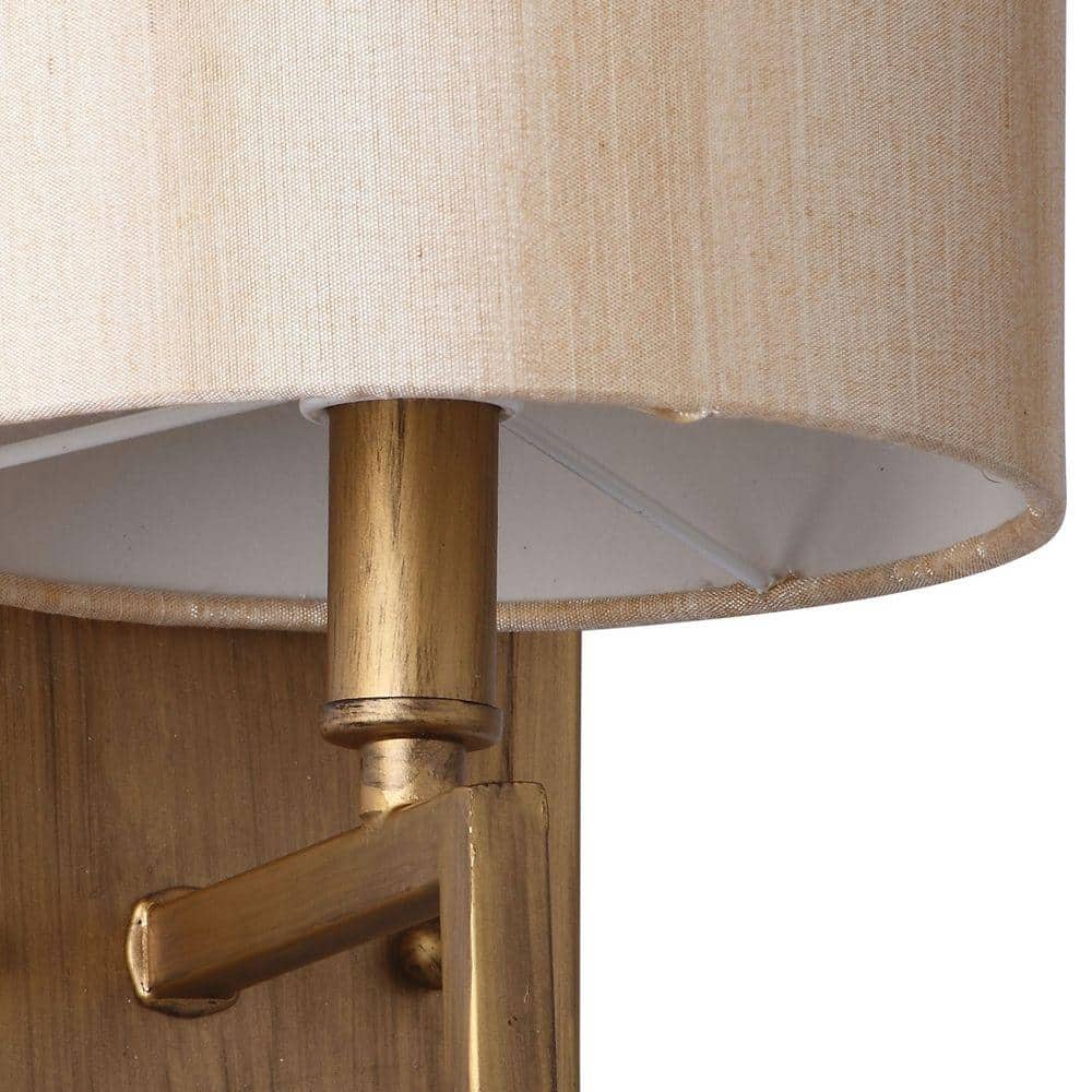 Catena Antique Gold 9.5" Contemporary Steel Wall Sconce with Cream Shade