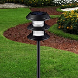 Solar 10 Lumens Black Outdoor Integrated LED 3-Tier Powered Lights (6-Pack); Weather/Water/Rust Resistant