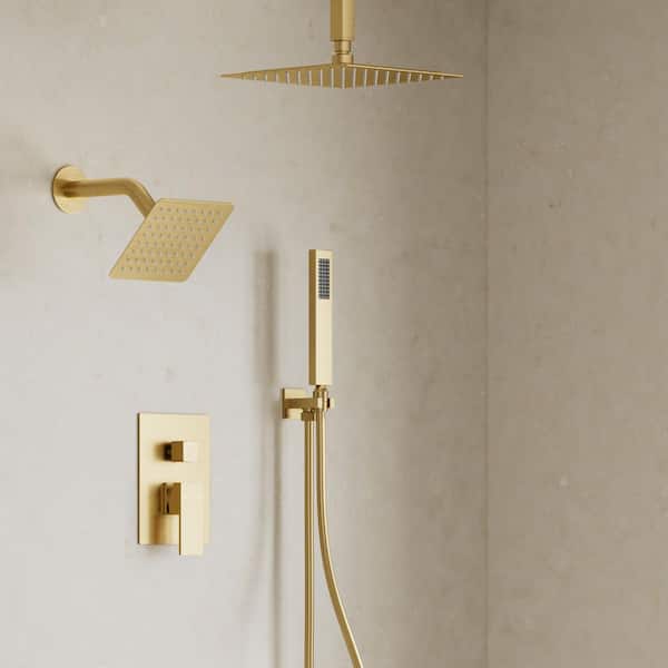 YAWWALK 3-Spray Wall Mounted 10 and 6 in. Dual Shower Head and