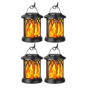 4-Pack Solar Lantern Outdoor Lights, Upgraded Flickering Flame Solar Lanterns Lights for Yard, Waterproof