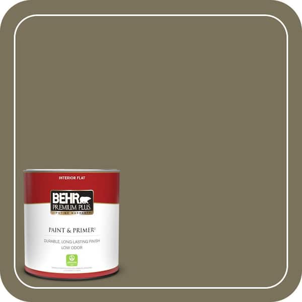 BEHR PREMIUM PLUS 1 qt. #380F-7 Crocodile Flat Low Odor Interior Paint & Primer
