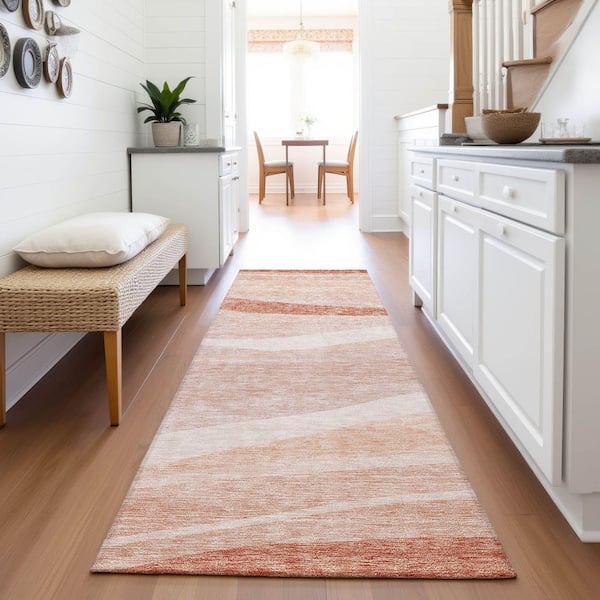 Mayfield Premium Machine Washable Abstract AMF1099 Salmon 2 ft. 3 in. x 7 ft. 6 in. Runner Rug