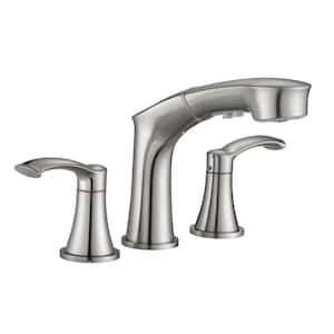 8 in. Widespread Double Handle Bathroom Faucet in Brushed Nickel with Pull Out Sprayer