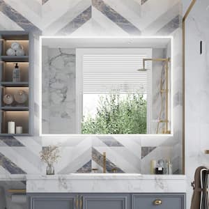 48 in. W x 36 in. H Rectangular Frameless Anti-Fog LED Light Wall Bathroom Vanity Mirror Frontlit and Backlit