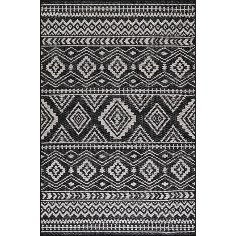 Beverly Rug Waikiki Black/White 4 ft. x 6 ft. Moroccan Indoor/Outdoor Area Rug, Black / White Beverly Rug indoor outdoor rugs are available in various sizes; 2 ft. x 3 ft. doormat rug (2 ft. 2 in. x 3 ft. 3 in.) 2 ft. x 7 ft. (2 ft. 2 in. x 7 ft.) runner rug, 4 ft. x 6 ft. area rug (3 ft. 11 in. x 5 ft. 11 in.) area rug 5 ft. x 7 ft. (5 ft. 3 in. x 7 ft.) 6 ft. x 9 ft. area rugs (6 ft. 7 in. x 9 ft.) large area rug 8 ft. x 10 ft. (7 ft. 10 in. x 10 ft.) and 6 ft. 7 in. round rug. You can use our non shedding rugs wherever needed; either indoors such as living room, dining room, laundry room, bedroom, hallway, children playroom, or outdoors such as deck, patio, pool side, picnic, beach, garage, or guest lounges. These fade resistant indoor rugs has UV protection and offer environment protection with their eco-friendly and breathable material. The vibrant colors will not fade in the sun. Ideal for high traffic areas. With natural color options of beige, blue, grey and dark grey, this beautiful Moroccan design area rug is perfect fit for your vintage decor. Color: Black / White.