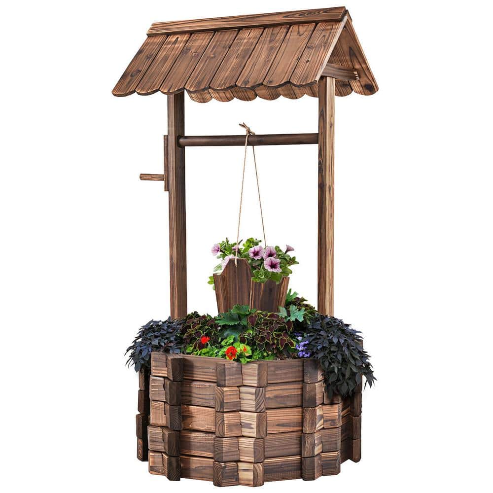 Outdoor Fir Wishing Well Bucket Flower Plants Planter Patio Garden Home Decor price history on PriceWatchPro