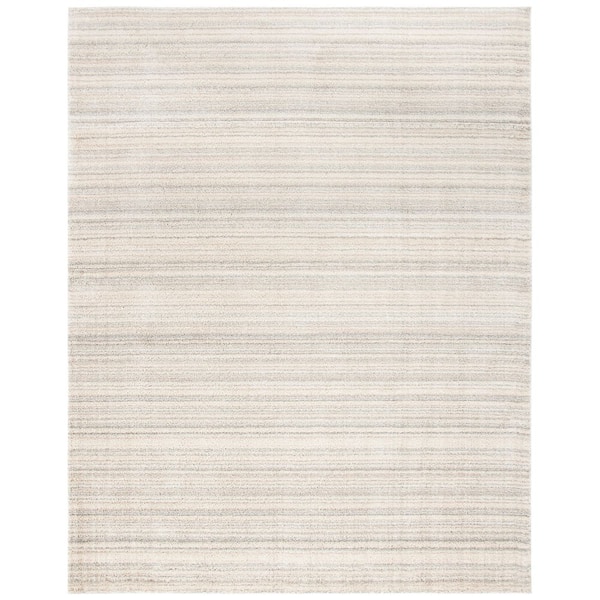 SAFAVIEH Martha Stewart Lucia Shag Light Gray/White 8 ft. x 10 ft. Solid Color Striped Area Rug