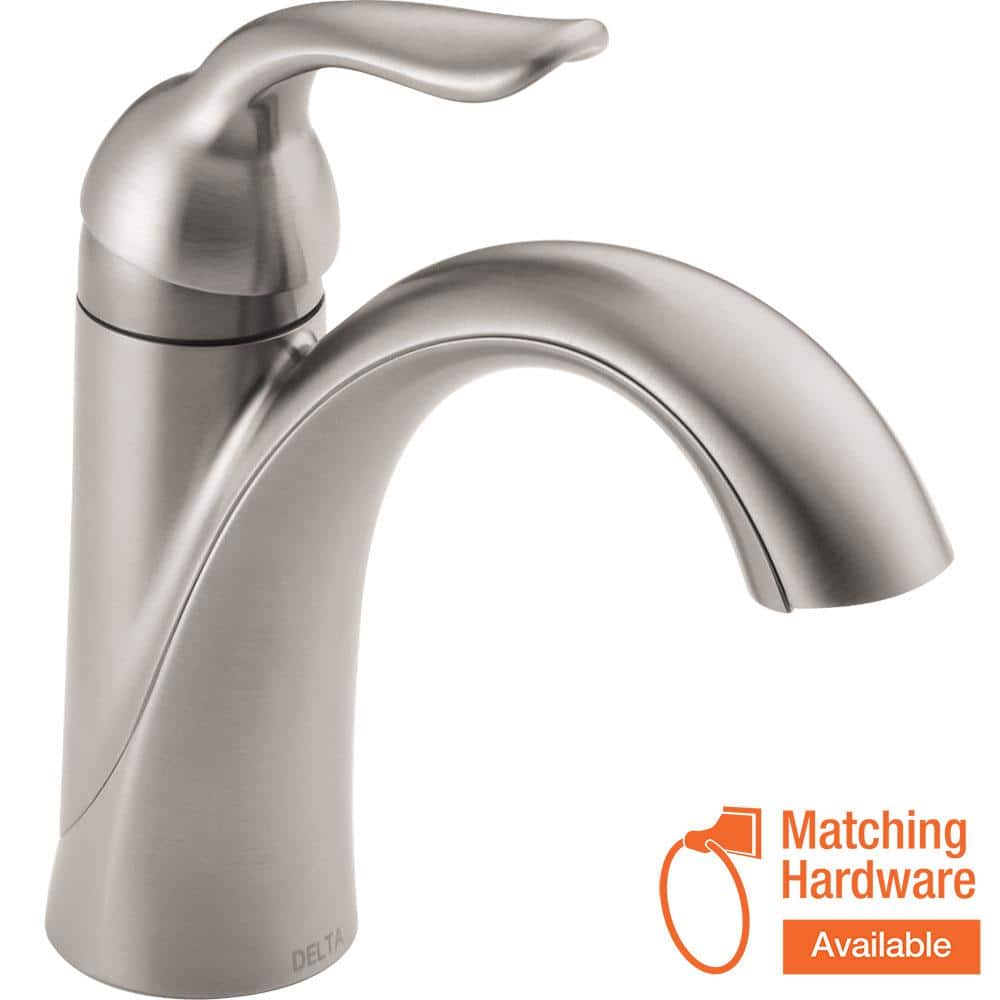 Delta Lahara Single Hole Single-Handle Bathroom Faucet with Metal Drain ...